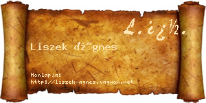 Liszek Ágnes névjegykártya